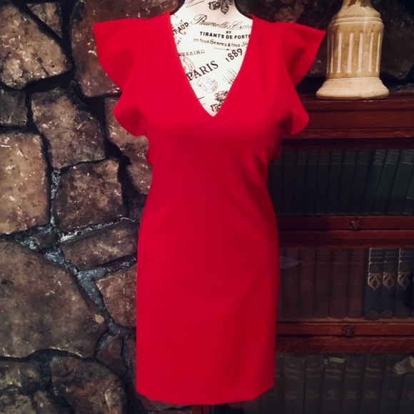 Yoana Baraschi Dresses & Skirts - NWT Yoana Baraschi Red Double Ruffle Shaper Dress